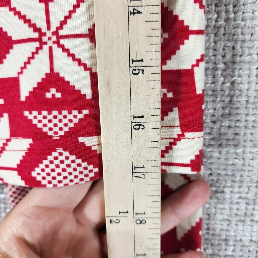 Hanna Andersson Organic Cotton Snowflake Pajama‎ Set Youth 6-7 Red Stretch Knit